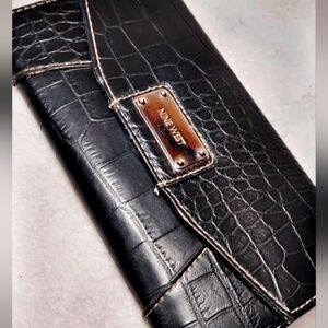 Nine West Black Croc-Embossed Wallet